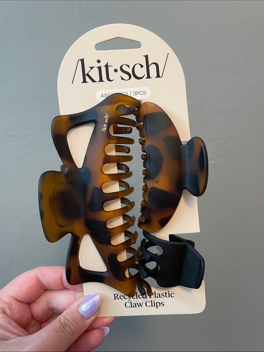 Kitsch Tortoiseshell and Black Claw Clip Set - 3 Pack